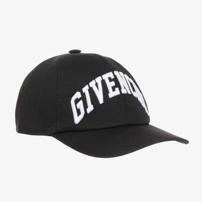 Shop Givenchy Boys Black Embroidered Cotton Cap