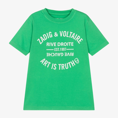 Shop Zadig & Voltaire Boys Green Graphic Cotton T-shirt