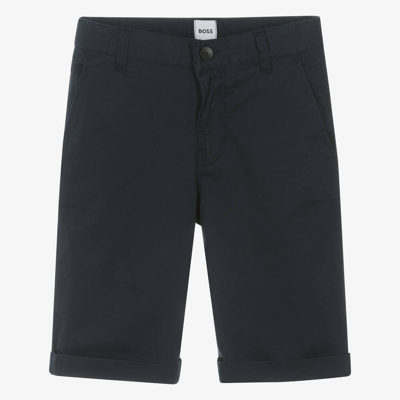 Shop Hugo Boss Boss Teen Boys Navy Blue Cotton Chino Shorts