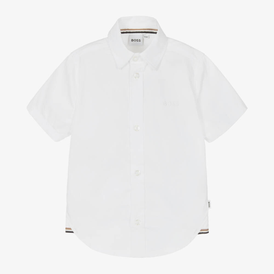 Shop Hugo Boss Boss Boys White Cotton Shirt