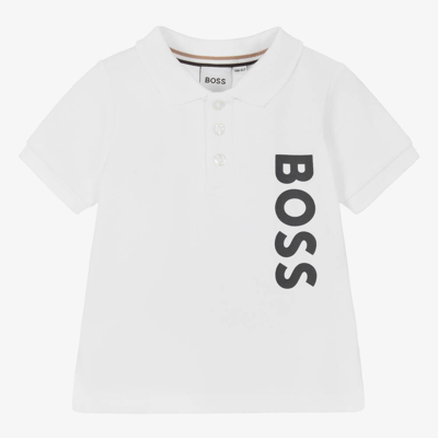 Shop Hugo Boss Boss Baby Boys White Cotton Polo Shirt