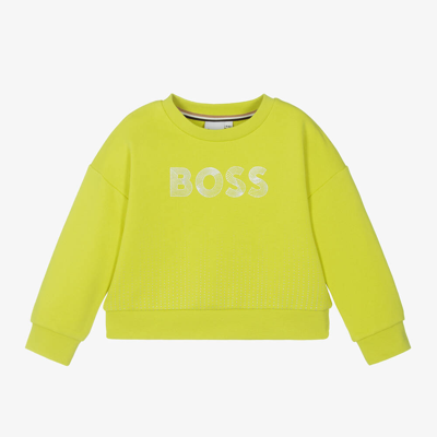 Shop Hugo Boss Boss Girls Green Cotton Sweatshirt