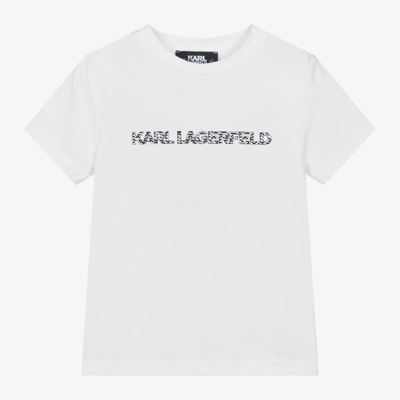 Shop Karl Lagerfeld Kids Boys White Organic Cotton T-shirt