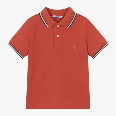 Shop Mayoral Boys Orange Cotton Polo Shirt