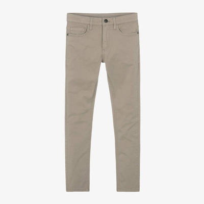 Shop Mayoral Nukutavake Boys Taupe Brown Cotton Trousers