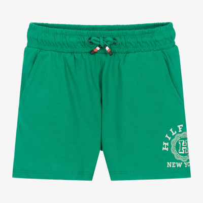 Shop Tommy Hilfiger Boys Green Cotton Jersey Shorts