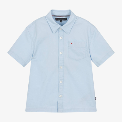 Shop Tommy Hilfiger Boys Light Blue Oxford Cotton Shirt
