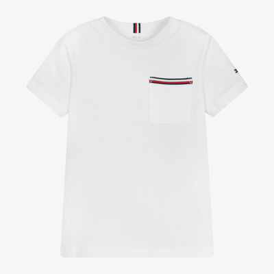 Shop Tommy Hilfiger Boys White Cotton Pocket T-shirt