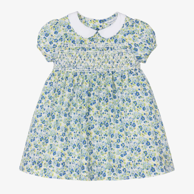Shop Ralph Lauren Baby Girls Blue Floral Seersucker Dress