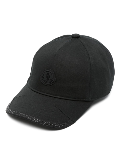 Shop Moncler Cappello Da Baseball Con Applicazione In Black