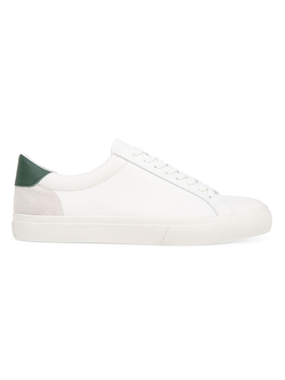 Shop Vince Men's Fulton Ii Leather & Suede Oxford-style Sneakers In White Pine Green Leather