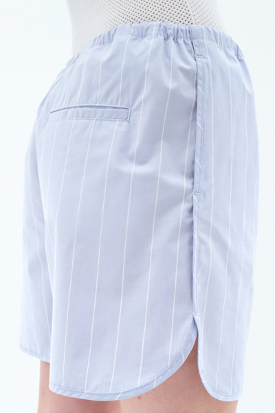 Shop Filippa K Striped Drawstring Shorts In Blue