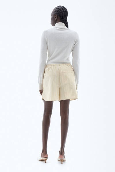 Shop Filippa K Striped Drawstring Shorts In Yellow