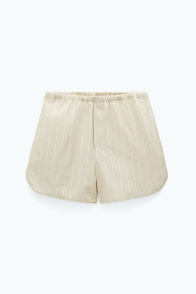 Shop Filippa K Striped Drawstring Shorts In Yellow