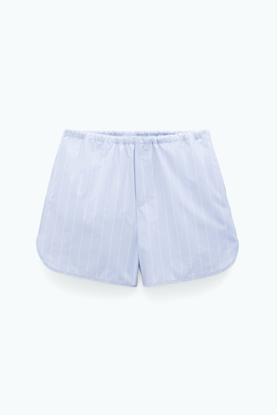Shop Filippa K Striped Drawstring Shorts In Blue