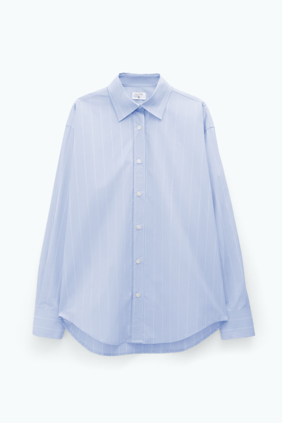 Shop Filippa K Stripe Poplin Shirt In Blue