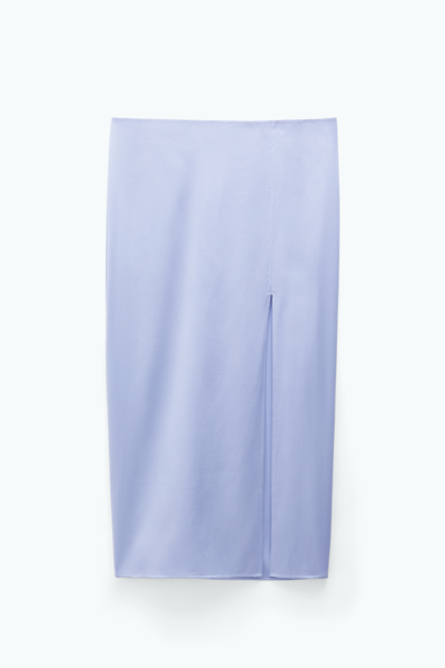 Shop Filippa K Silk Pencil Skirt In Blue