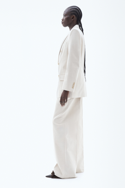 Filippa K Double Breasted Cotton Linen Blazer In White
