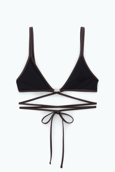 Shop Filippa K Contrast Triangle Swim Top In Black