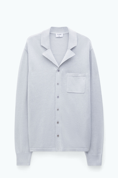 Shop Filippa K Cotton Linen Knitted Shirt In Grey