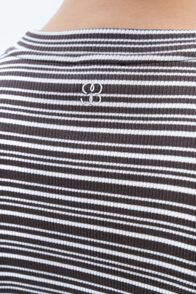 Filippa K Striped Rib Tee In Brown