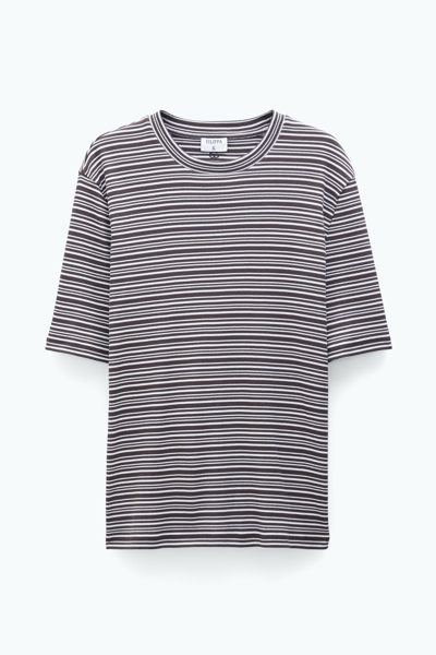 Filippa K Striped Rib Tee In Brown