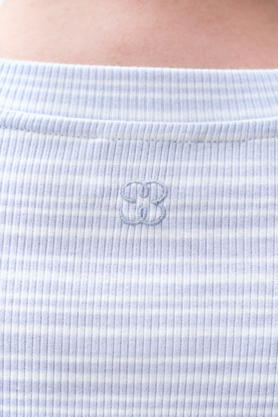 Filippa K Striped Rib Tee In Blue