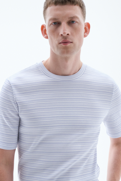Filippa K Striped Rib Tee In Blue