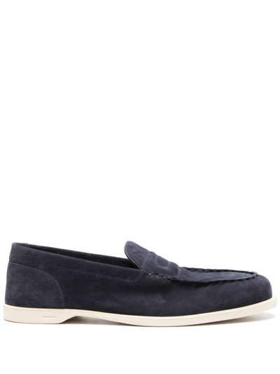 Shop John Lobb Pace Suede Loafers In Blue