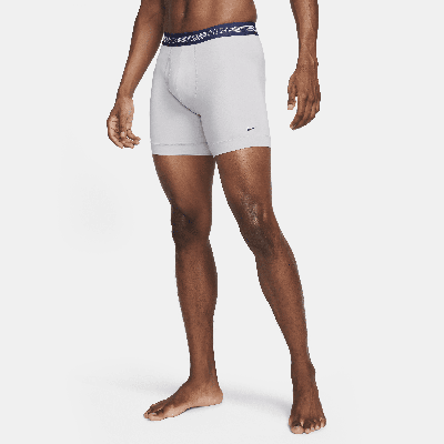 Shop Nike Men's Dri-fit Ultra-stretch Micro Boxer Briefs (3-pack) In Grey