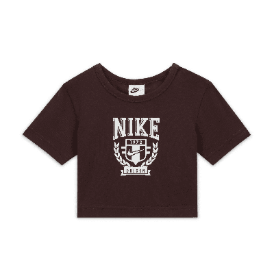 Shop Nike Sportswear Big Kids (girls') Graphic T-shirt In Brown