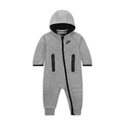 Shop Nike Sportswear Tech Fleece Hooded Coverall Baby Coverall In Grey