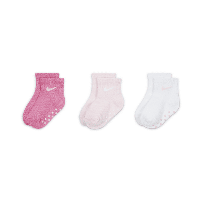 Nike Core Swoosh Toddler Gripper Socks Box Set (3 Pairs) In Pink