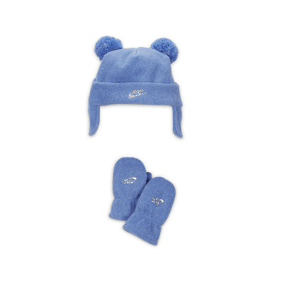 Shop Nike Two-pom Peak Baby Trapper Set Toddler Set In Blue