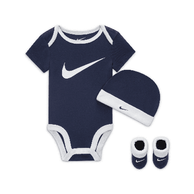Shop Nike Baby (0-6m) Bodysuit, Hat And Booties Box Set In Blue