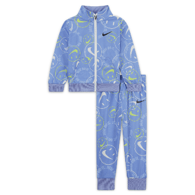 Shop Nike Smiley Swoosh Printed Tricot Set Baby Tracksuit In Purple