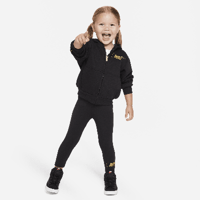 Shop Nike Shine Full-zip And Leggings Set Toddler 2-piece Hoodie Set In Black