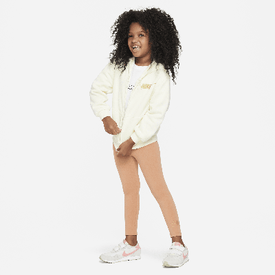 Shop Nike Shine Full-zip And Leggings Set Little Kids 2-piece Hoodie Set In Brown