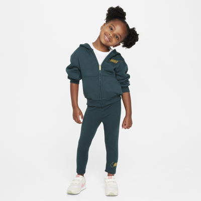 Shop Nike Shine Full-zip And Leggings Set Toddler 2-piece Hoodie Set In Green