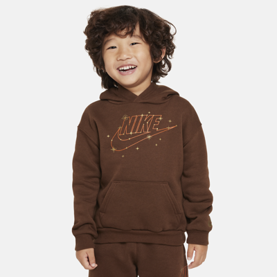 Shop Nike Sportswear Shine Fleece Pullover Hoodie Toddler Hoodie In Brown