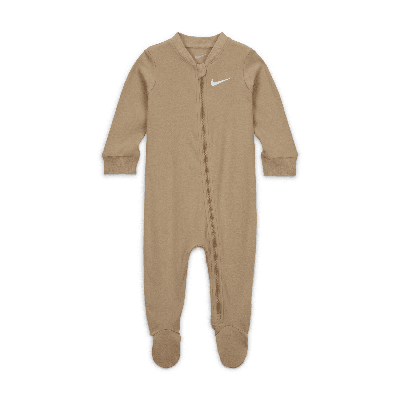 Shop Nike Essentials Footed Coverall Baby Coverall In Brown
