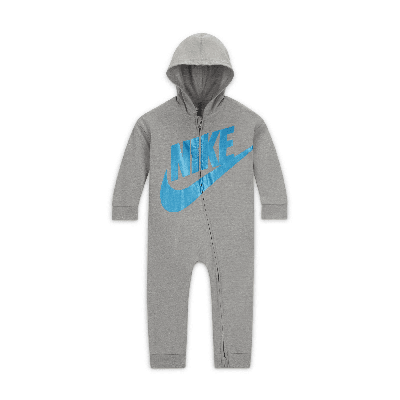 Shop Nike Metallic French Terry Gifting Coverall Baby Coverall In Grey