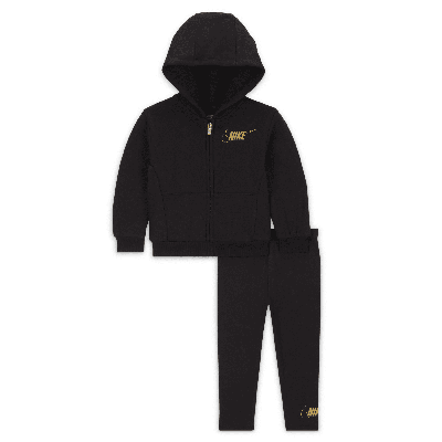 Shop Nike Shine Full-zip And Leggings Set Baby 2-piece Hoodie Set In Black
