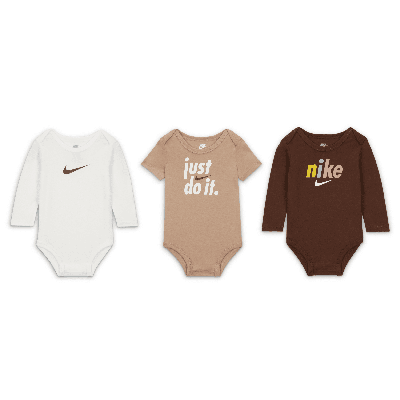 Shop Nike E1d1 3-pack Bodysuits Baby Bodysuit Pack In Brown