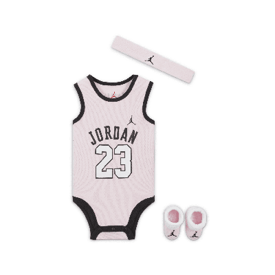 Shop Jordan Baby 3-piece Jersey Bodysuit Box Set In Pink