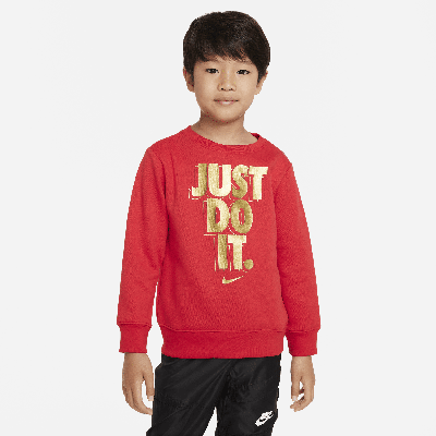Shop Nike Just Do It Gifting Crewneck Little Kids' Crewneck In Red