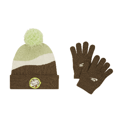 Shop Nike Snow Day Beanie And Gloves Set Little Kids 2-piece Hat Set In Green