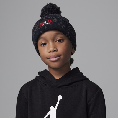 Shop Jordan Cuffed Pom Beanie Little Kids Hat In Black
