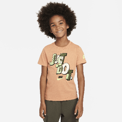 Shop Nike Puzzle "just Do It" Tee Little Kids T-shirt In Brown