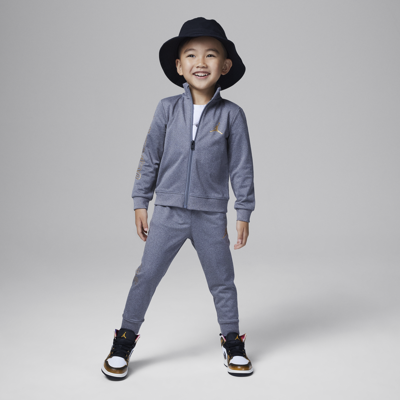 Shop Jordan Take Flight Black And Gold Tricot Set Toddler Tracksuit In Grey